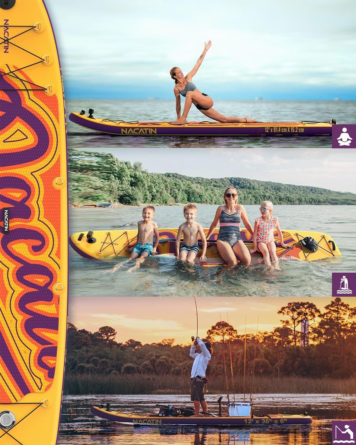 Tabla de paddle para la familia, tabla de remo hinchable de 12 pulgadas con kit de conversión de kayak, kit completo de surf para adultos, con remo individual o doble, asiento de kayak y otros