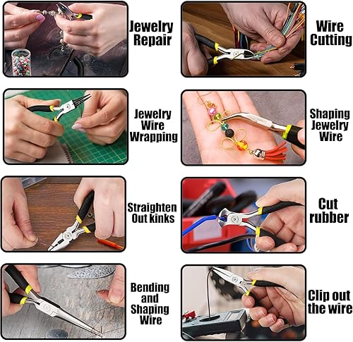 Miniatura 6 de Juego de 8 alicates de joyería, herramientas de fabricación de joyas, kit de alicates de precisión, alicates de punta de aguja, cortadores de