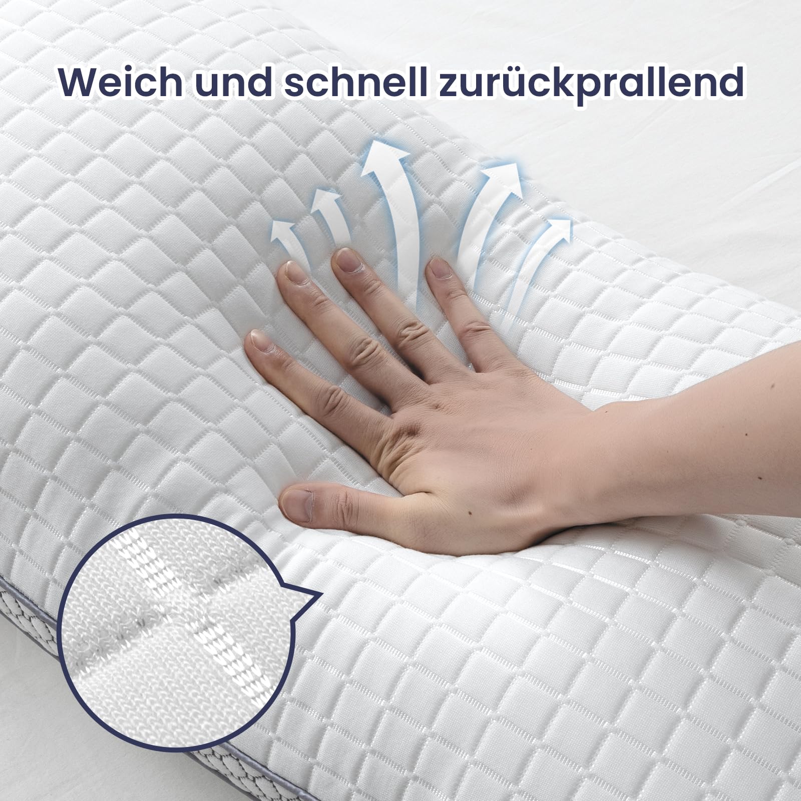 BedStory kopfkissen 40x80 mit abziehbarem Bezug,Verstellbare Faserfüllung Hotel Kissen mit reißverschluss, 2er Set Kissen aus 950g x 2 Polyester, Waschbares nackenkissen für Allergiker