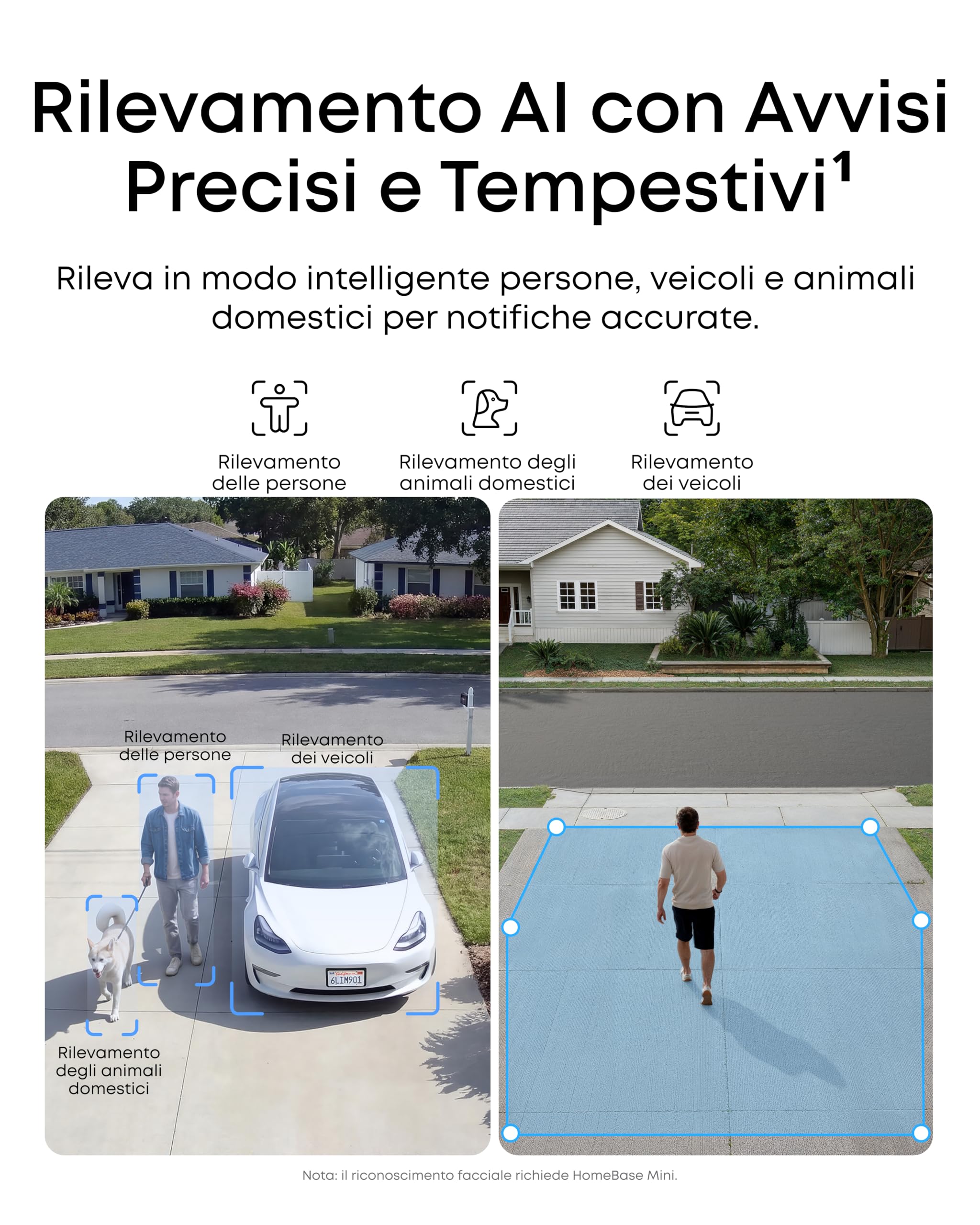 eufy Security eufyCam C37, videocamera di sicurezza wireless da esterno, tracciamento AI a 360° con pan e tilt, videocamera solare 2K, rilevamento persone/animali/veicoli, pannello solare flessibile