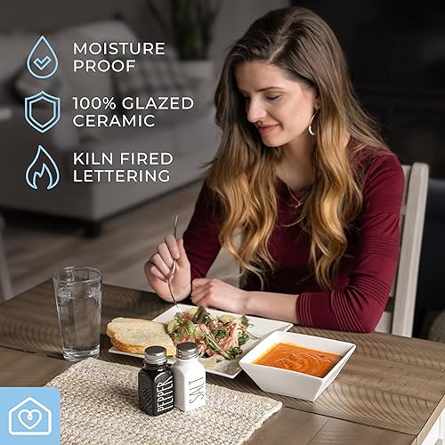 Miniatura 9 de Heartland Home Juego de salero y pimentero de cerámica y juego de cuchara de anidación de porcelana