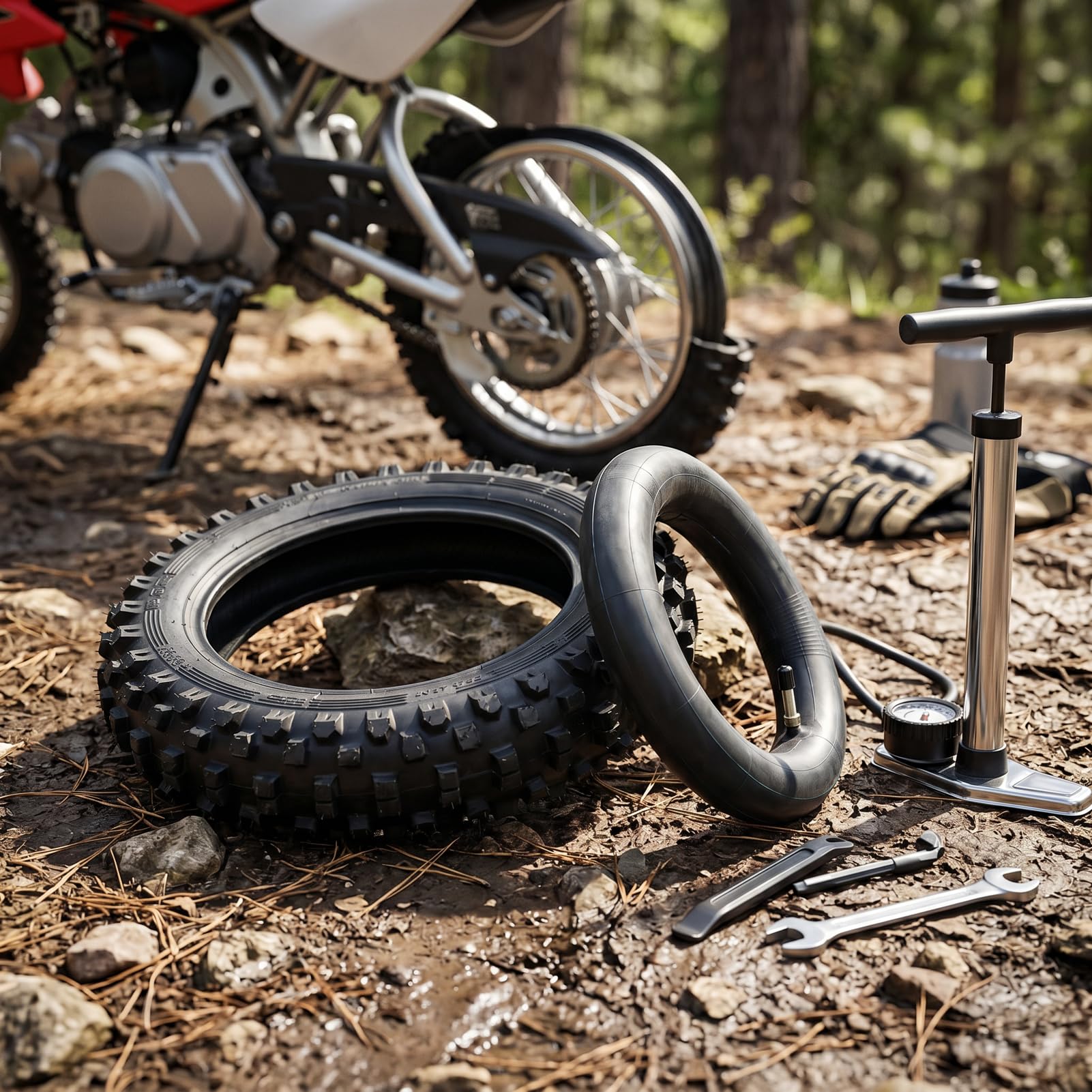 Neumático 2.50-10 con Cámara de Aire para Moto de Cross, Neumáticos Off Road de Caucho Butilo, Juego de Ruedas Antideslizantes, Diseño Engrosado Resistente al Desgaste para CRF50