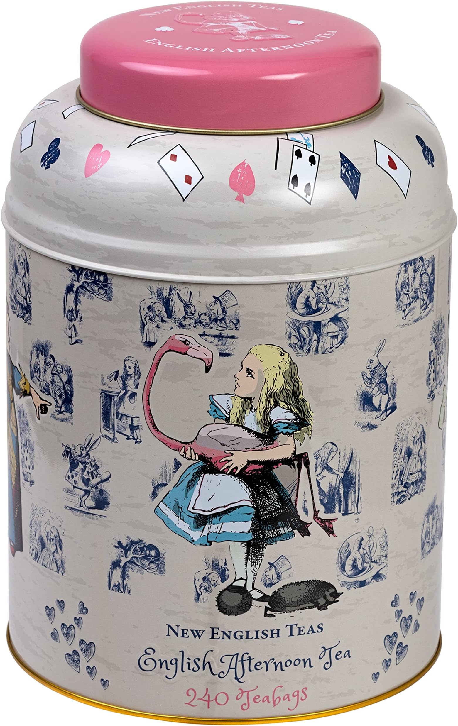 Vintage Alice in Wonderland Tea Caddy with 240 English Afternoon Teabags, Pink