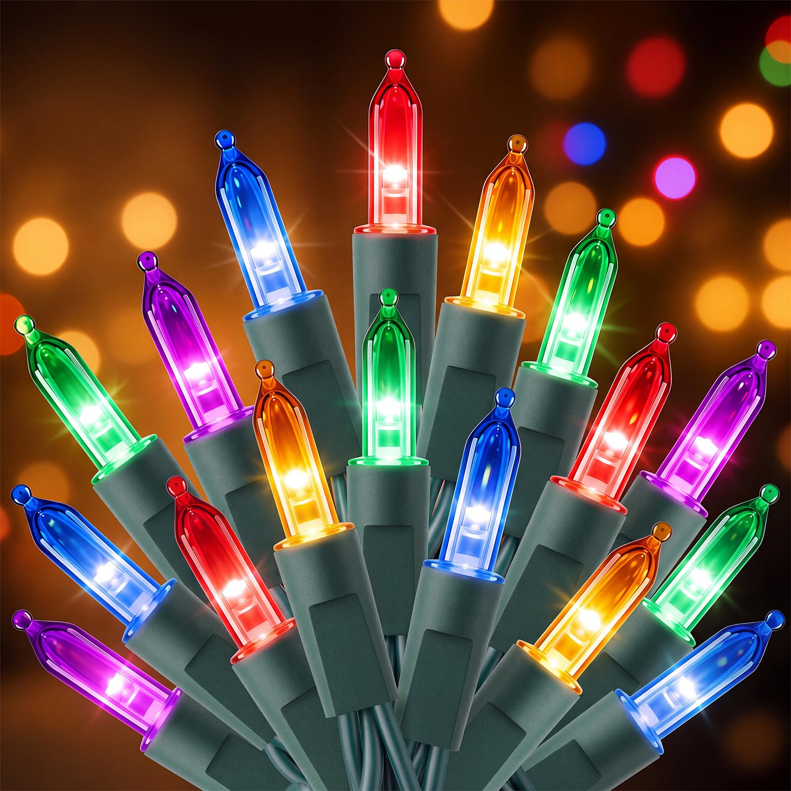 Brightown Multicolor Christmas Lights, 32FT 100Count LED Mini String Lights