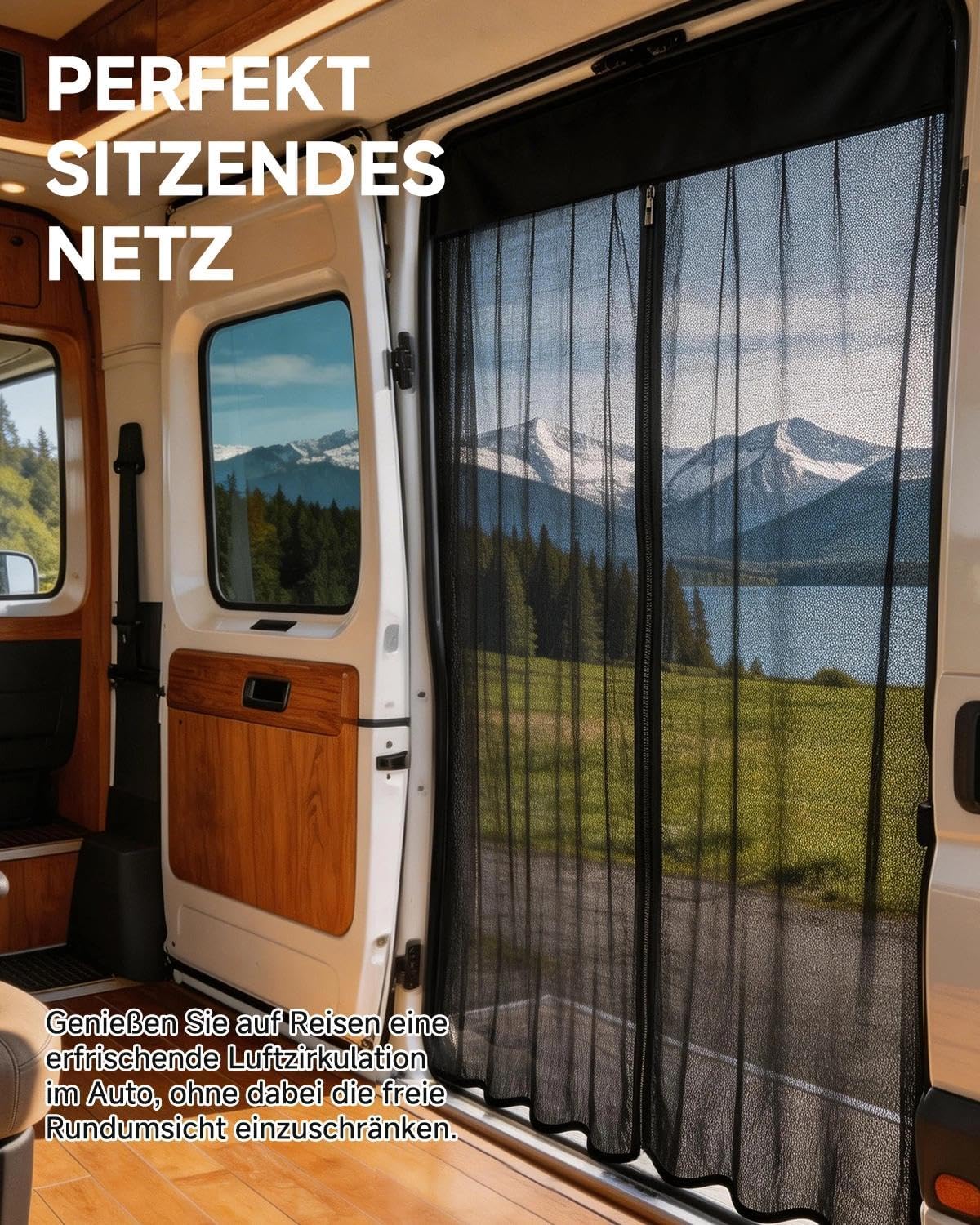 Osłona przeciwsłoneczna do standardowych okien bocznych na dach | z zamkiem błyskawicznym i magnesami na kemping i wentylację | Mercedes-Benz Sprinter, Ford Transit, Fiat Ducato, RAM ProMaster