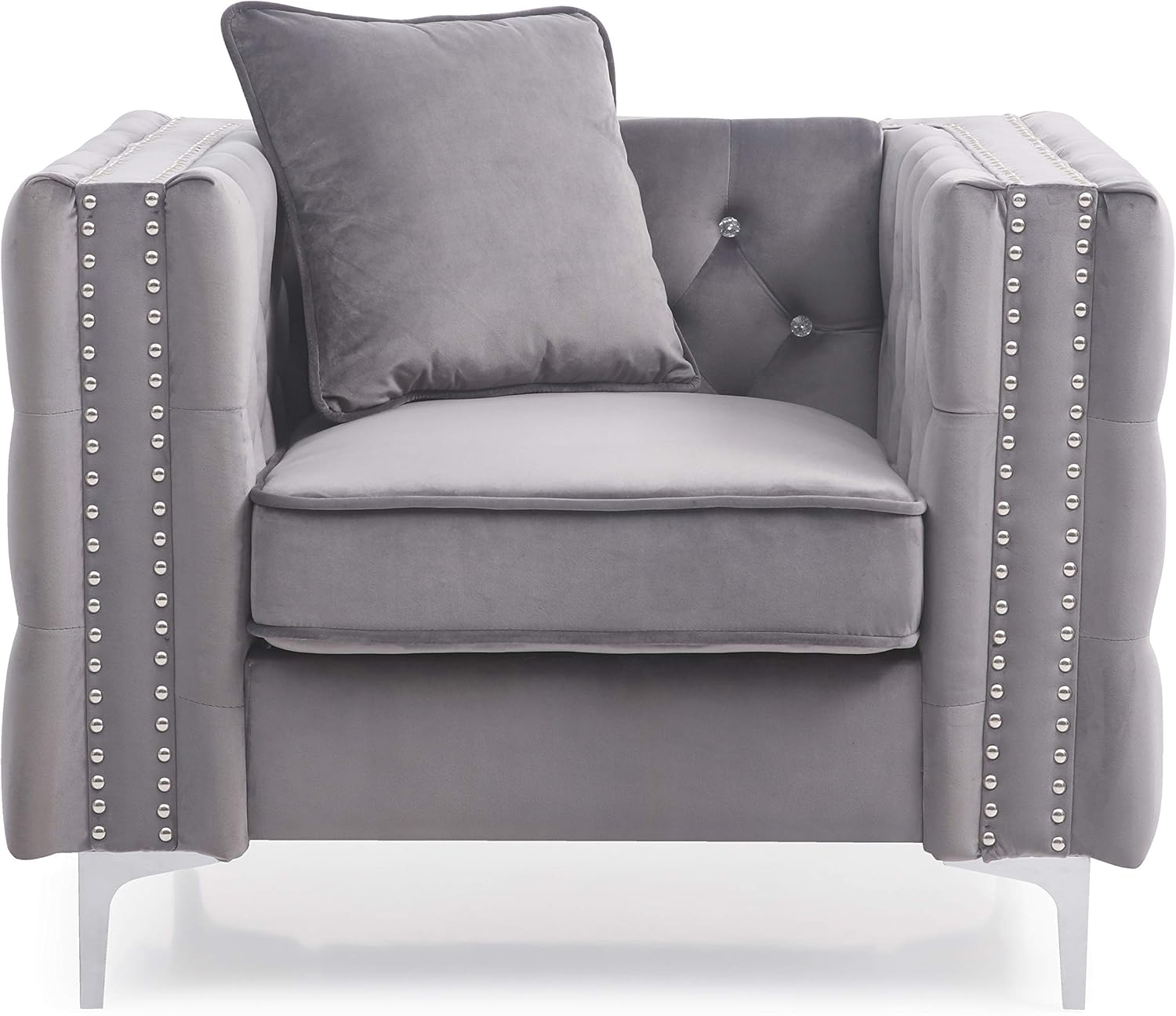 Glory Furniture Paige Chair, Gray. Living Room Furniture, 30" H x 40" W x 34" D