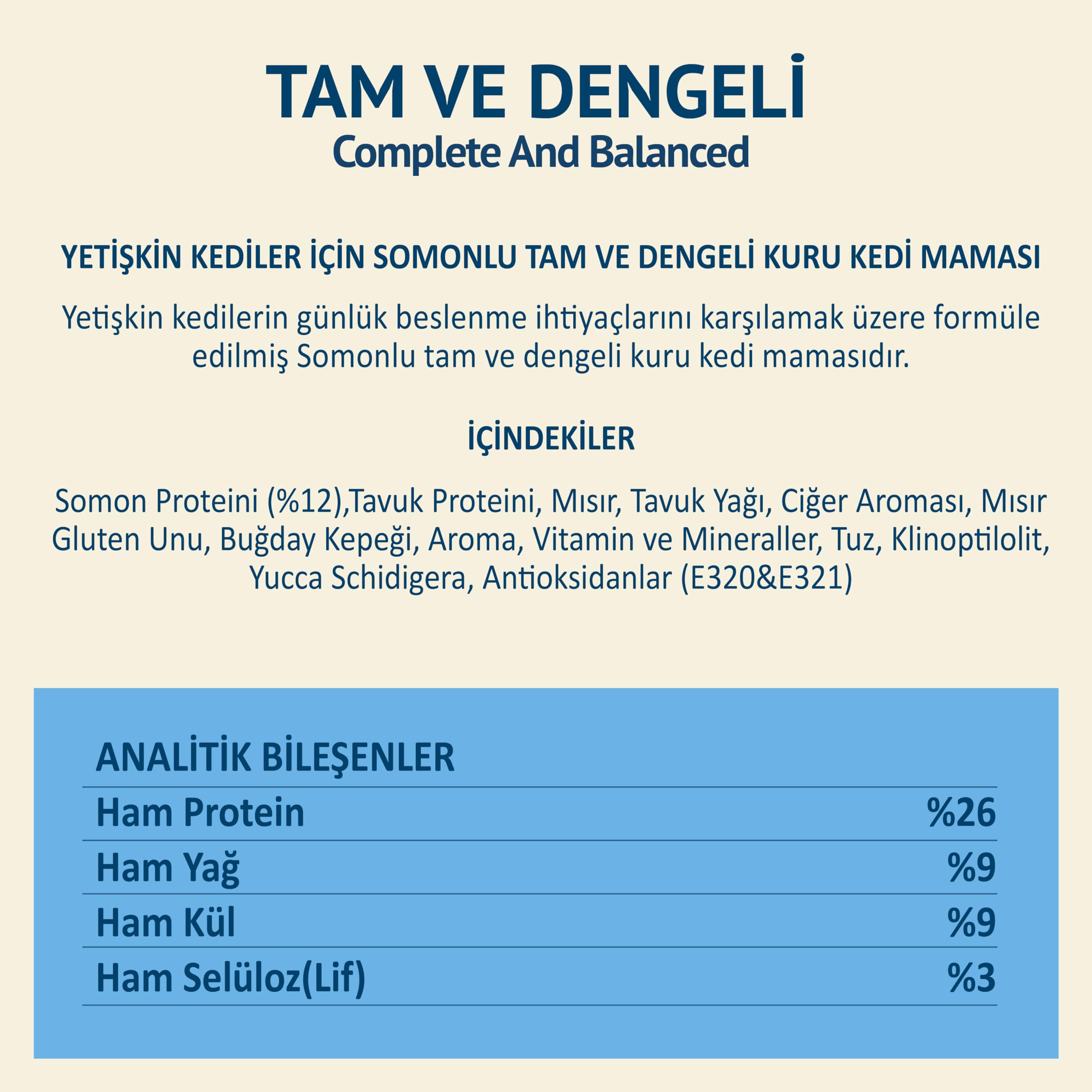 Petipure Kuru Yetişkin Kedi Maması - Besleyici Vitamin İlaveli Tam ve Dengeli Mama (1,2 Kg, Somon) (2 paketi)