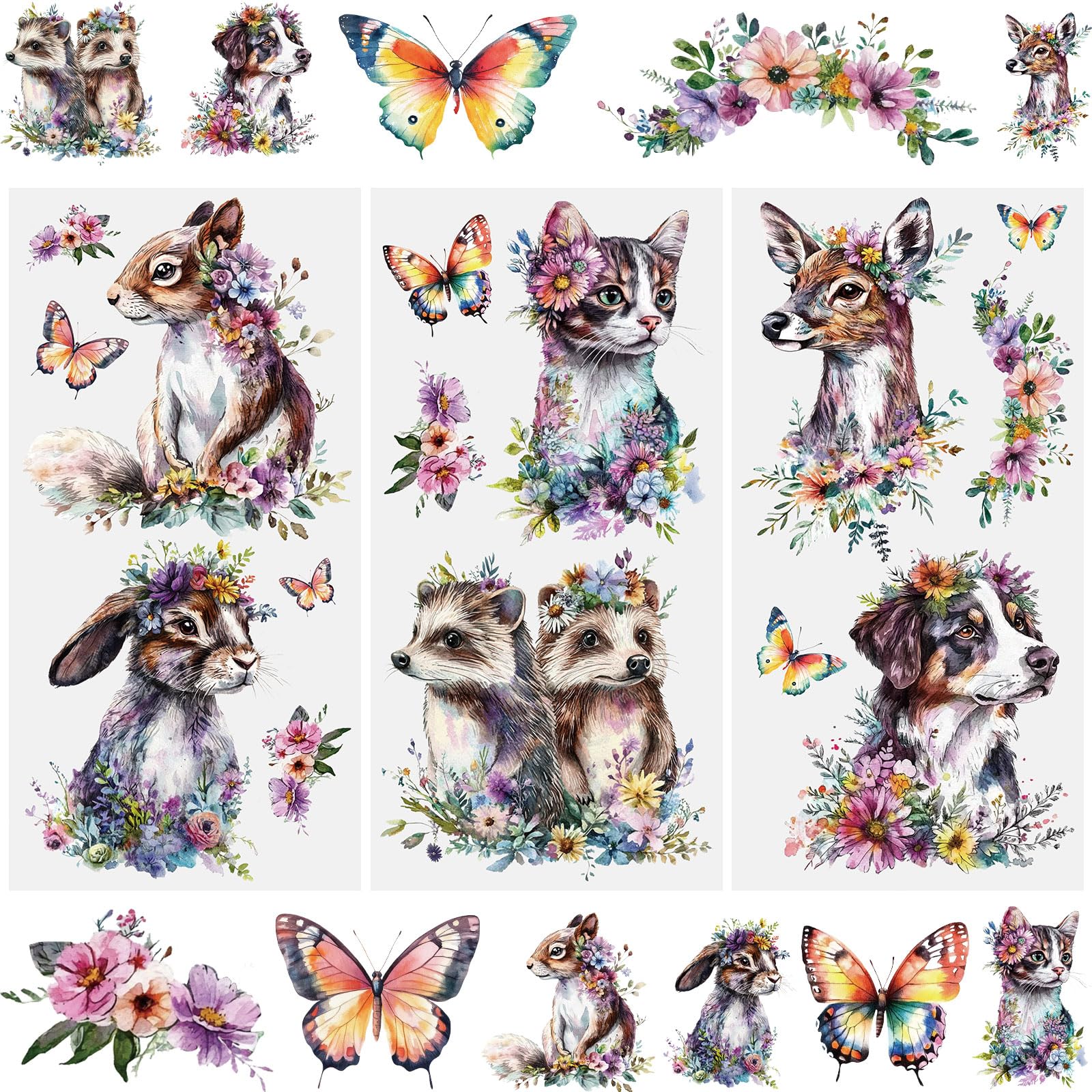 WANDIC 3 Sheets Rub On Transfer Stickers, Colorful Animals Decals Furniture Craft Decorative for DIY Scrapbooking Photo Albums,15 * 30cm