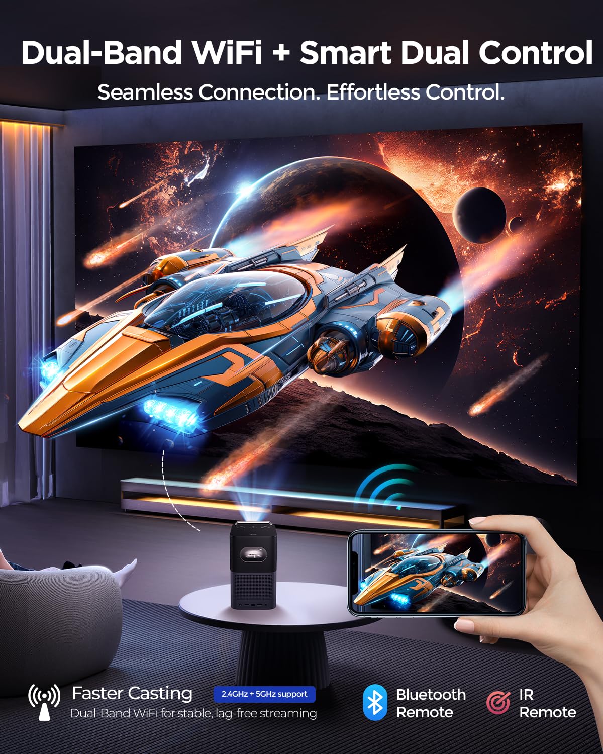 X7 2000 ANSI Smart Projector, 4K/8K Input Support, Native 1080P, 125% sRGB | 20W HiFi Speakers Projector with WiFi and Bluetooth, HDR10, AI Auto Focus & Keystone, Built-In Apps, Android 14, 200" Display product image 19
