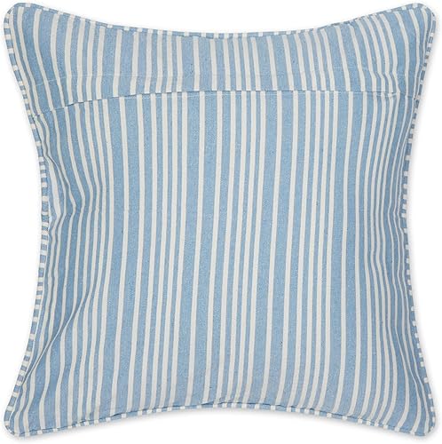 Miniatura 2 de DII Colección de fundas de almohada, algodón reciclado, cremallera oculta, 18x18, rayas cambray, azul brillante, 2 piezas