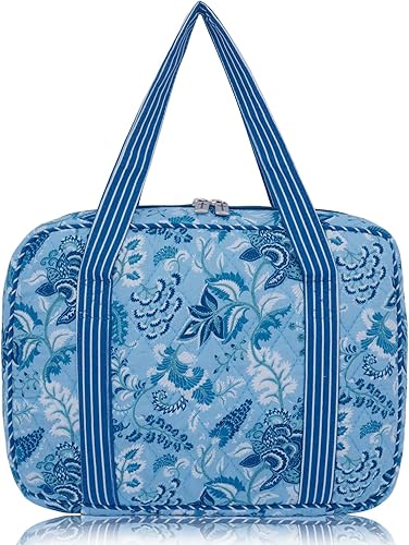 Miniatura 2 de DIWI Funda acolchada de algodón para la Biblia, bolsa de mano para libros, tamaños extra grandes, 11.25 x 8.25 x 2.75 pulgadas (XL, memoria azul C2)