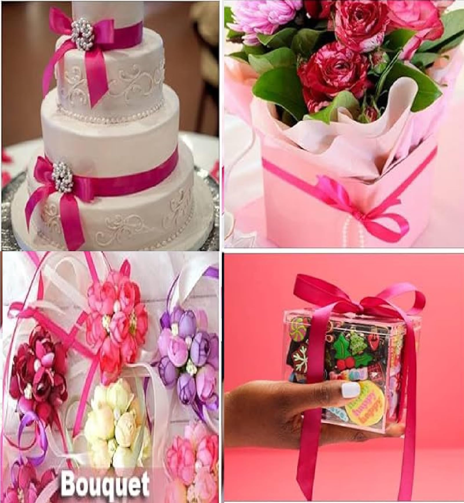 Double Sided Satin Ribbon 25mm x 10 Meters (Off White) for Gifts Wrap Sew Party, Decorations Events Dress Wedding Christmas Crafts, Bows Car, Balloons Hairs, DIY, Bouquets, Cake More — view 127