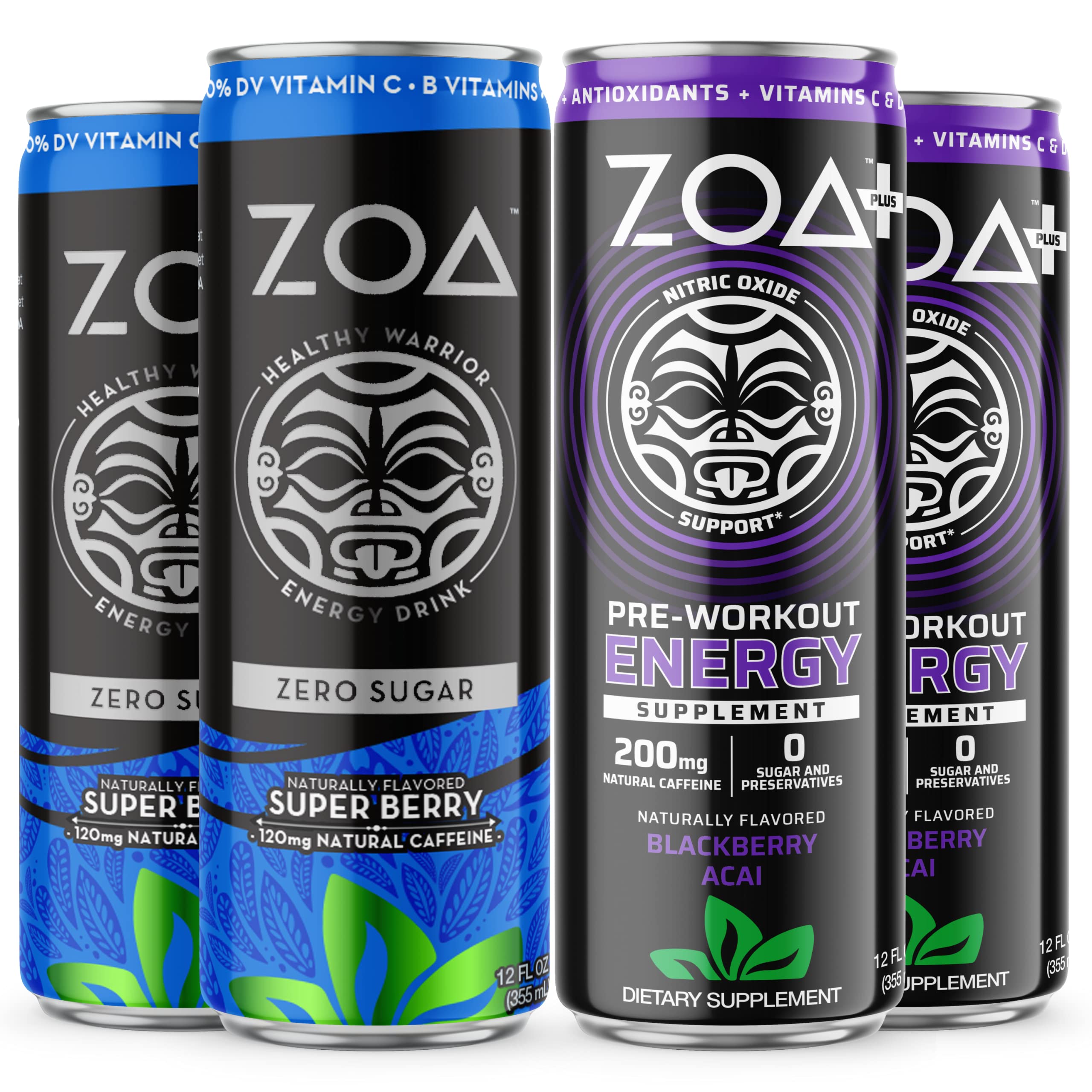 Buy ZOA Sugar Free Energy Drink & Pre Workout Supplement Bundle 12 Fl