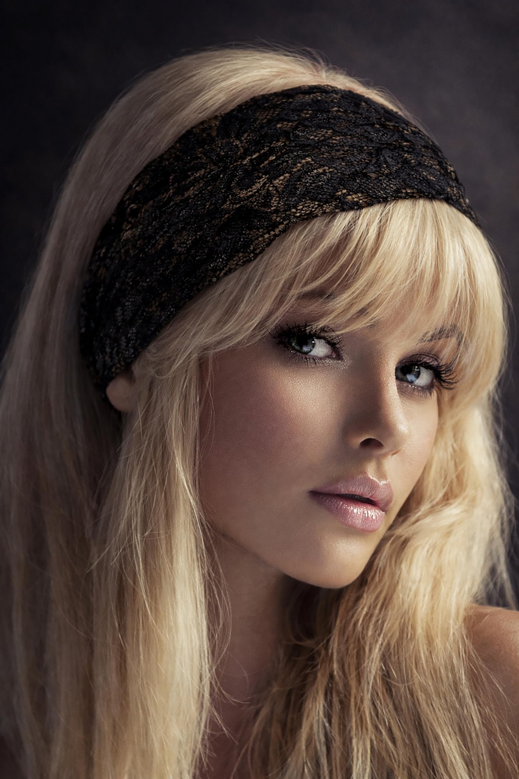 Bandeau en dentelle noire pour femmes - Accessoires capillaires - Dentelle extensible vintage florale - Bandeaux de maquillage - Qualité artisanale (Noir quotidien)