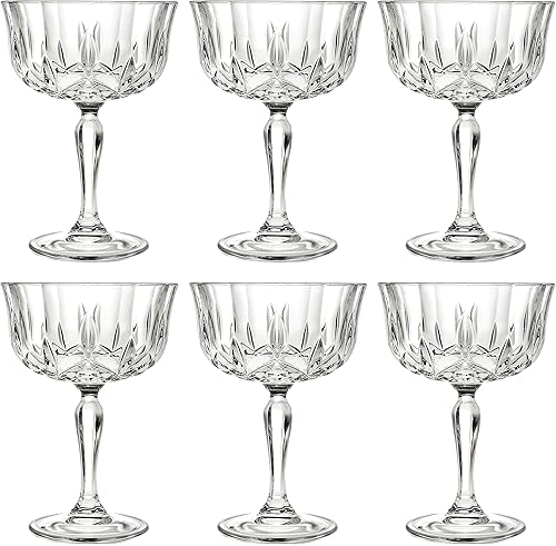 Barski Copas de champán – Flauta – Platillo – Belle Coupe – Juego de 6 vasos – Vidrio – Bellamente diseñado – Cada vaso es de 8.25 oz fabricado en