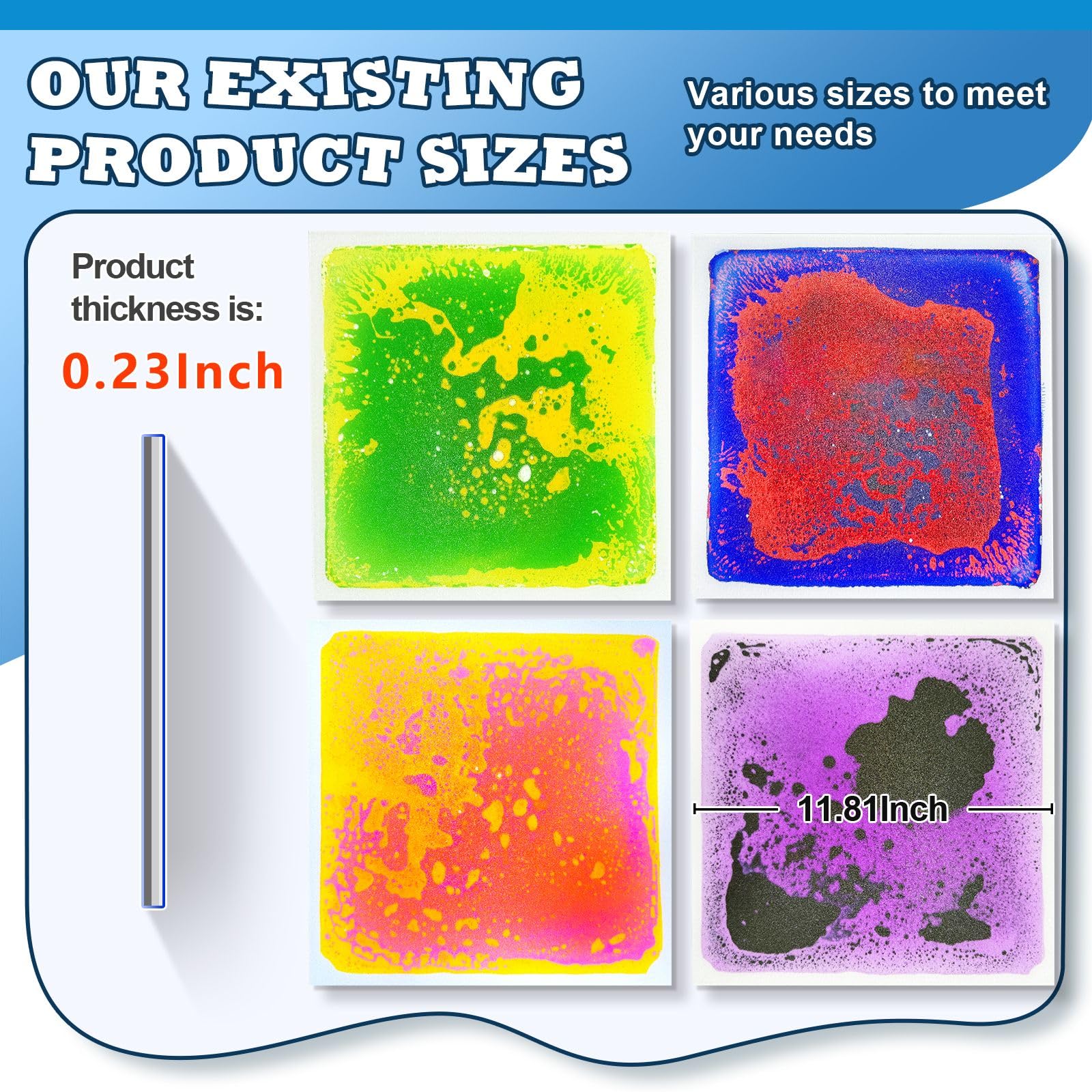 VIRTUENITY Lot de 4 dalles de sol sensorielles liquides - 30 x 30 cm - Colorées - Pour salles de jeux, salle de classe, chambre à coucher et bureau.