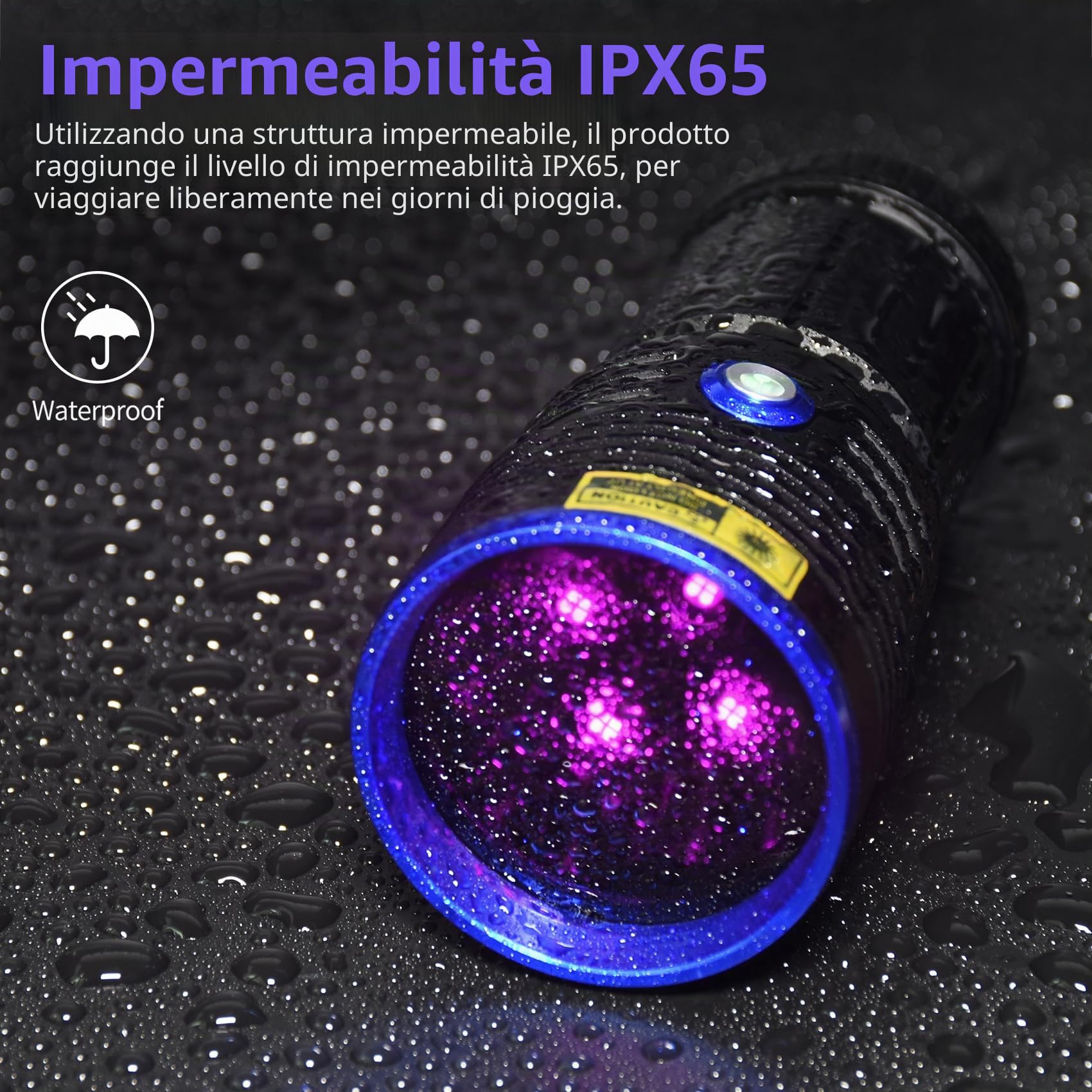DARKBEAM Torcia UV 365nm LED Torce Luce nera ultravioletta, Lampada di Wood Portatile USB ricaricabile 50W, Rilevare di urina animale domestico, per Minerale, Ambra, polimerizzazione della resina