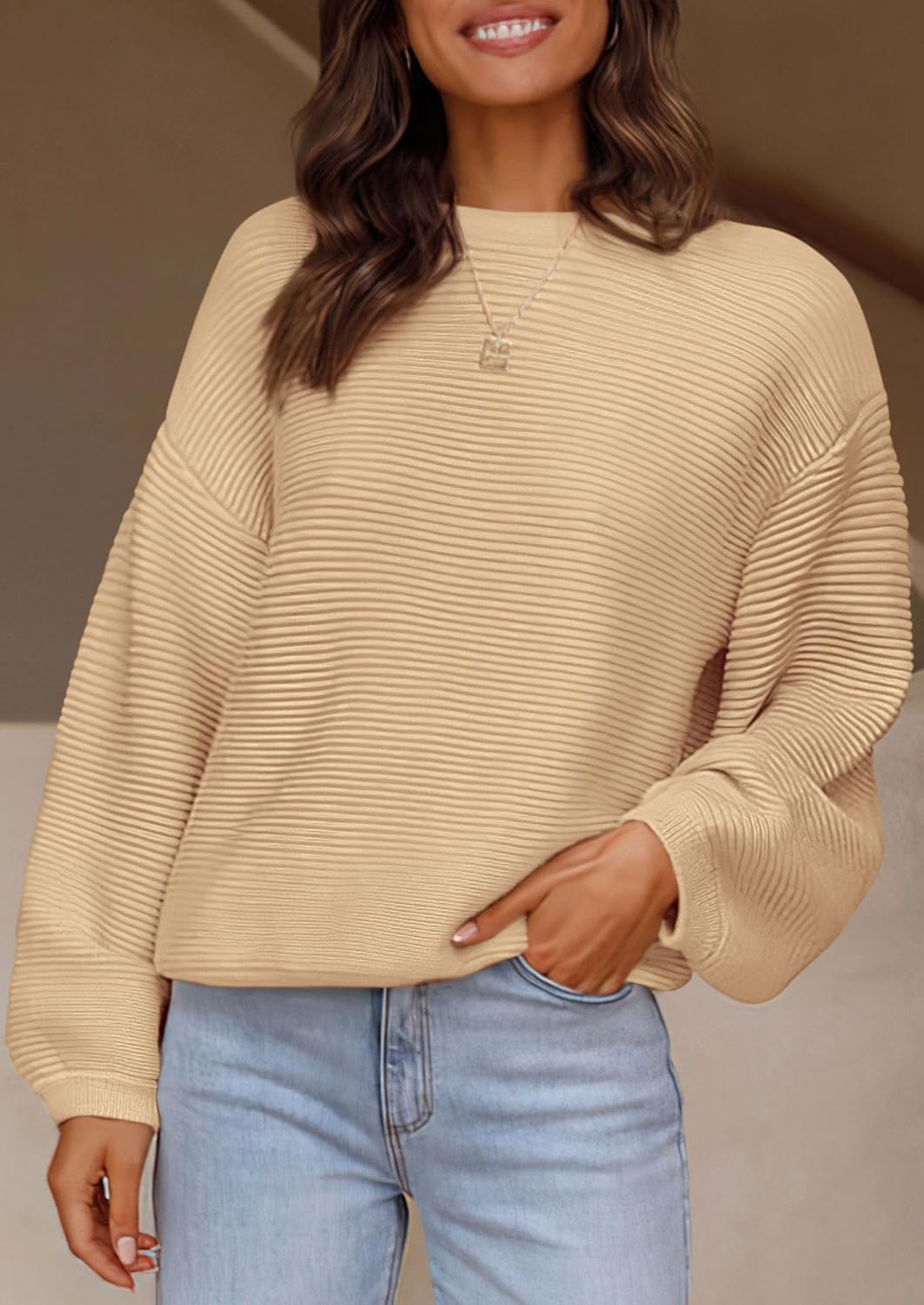 PRETTYGARDEN Womens Fall Sweaters 2025 Casual Loose Crewneck Ribbed Long Sleeve Top Knit Pullover Sweater - Image 6