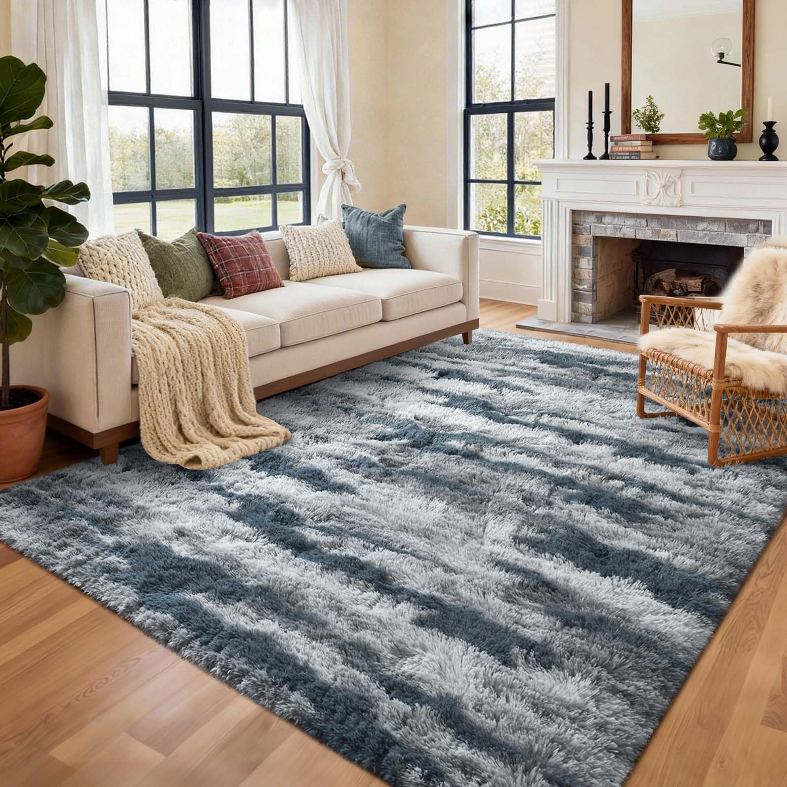 6x9 Ft Large Shag Rugs for Living Room Decor, Tie-Dyed Ultra Soft Fluffy Furry Area Rugs for Bedroom Indoor Floor, Aesthetic Carpet for Kids Home (