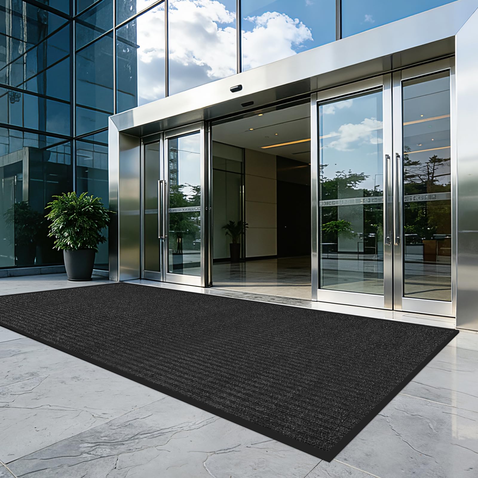 4'x6' Commercial Floor Mat for Entryway,Large Front Doormat for Home Entrance&Business High-Traffic Areas,Heavy Duty Non-Slip Rug,Rubber Backing,Low Profile,Black — Amazon image 10