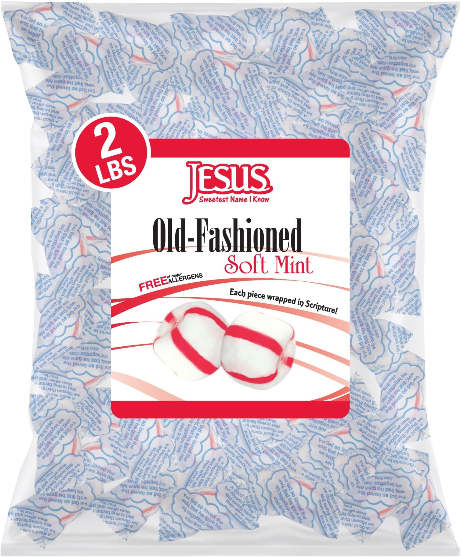Scripture Candy, Old-Fashioned Soft Peppermint 2LB Bag, 160 Pieces