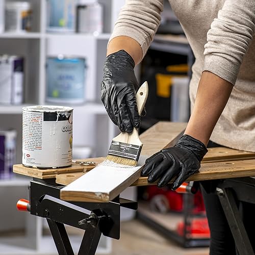 Miniatura 4 de 100 Count Black Nitrile Disposable Gloves 6 Mil. Chemical Resistance, Latex & Powder Free, Textured Fingertips Gloves