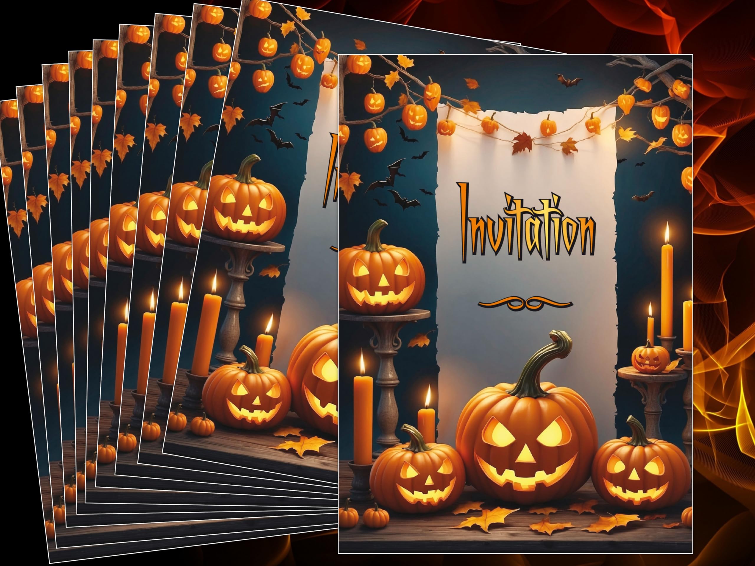 Lot de 10 cartons d'invitation pour la fête effrayante/Halloween: invitations pour la citrouille effrayante ou la fête d'Halloween de l'Edition Colibri (11150 FR) - Image 4
