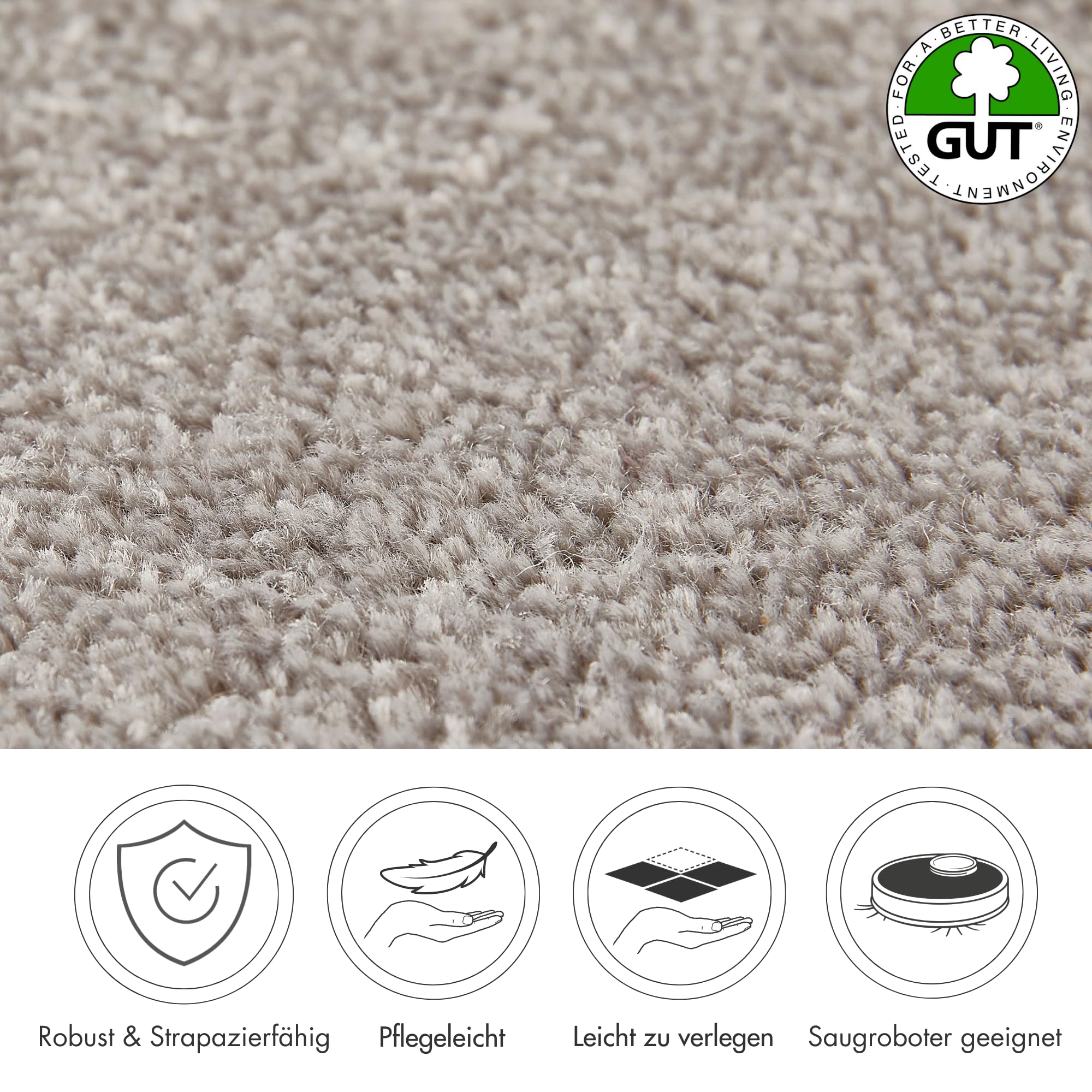 andiamo Teppichboden Izmir für Wohnzimmer und Kinderzimmer - Teppichboden Meterware zum Verlegen - Teppichbelag mit hoher Trittschalldämmung - weicher Teppichboden 400 x 400 cm Grau