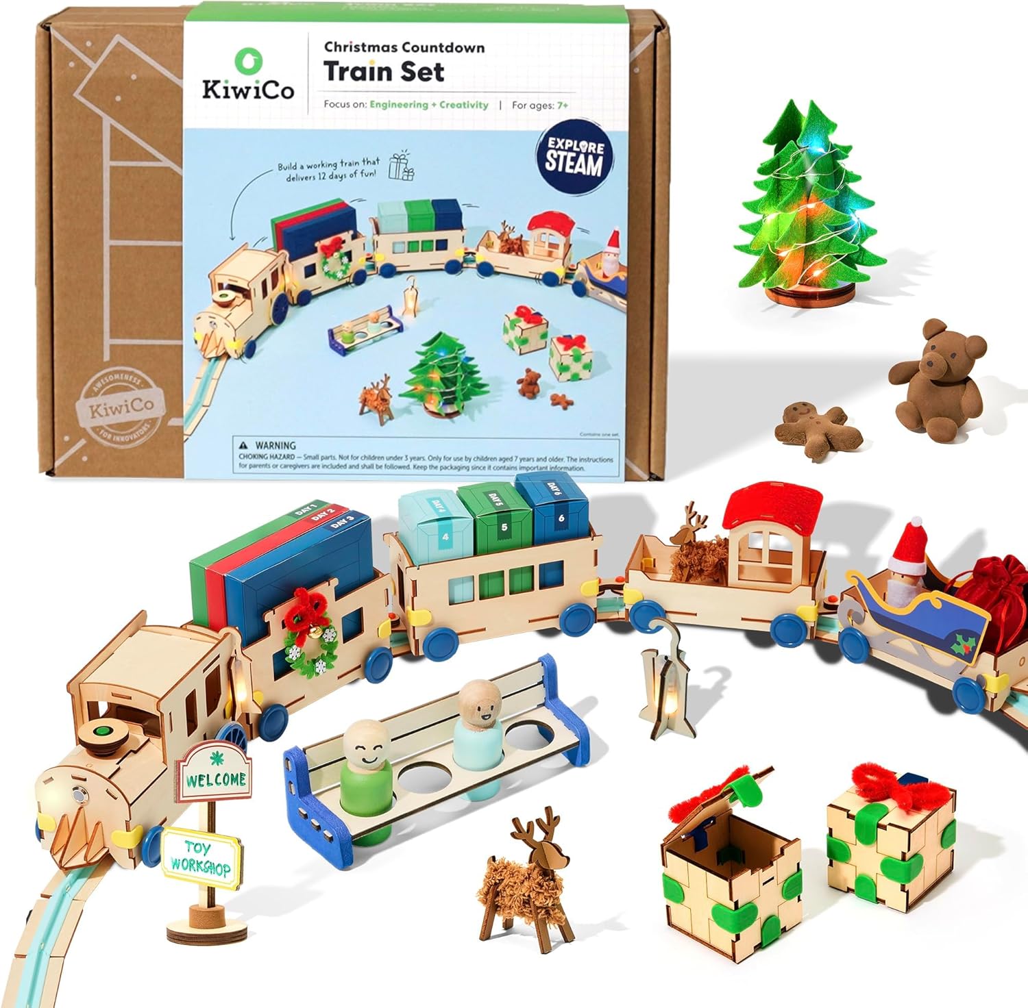 Amazon com: KiwiCo Motorized Wood Christmas Train Advent Calendar 12 Amazon com: KiwiCo Motorized Wood Christmas Train Advent Calendar 12