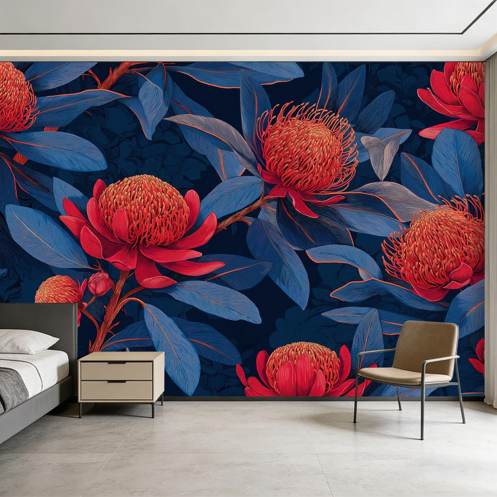 Carta da parati murale 3D panoramica 500 x 280 cm, dipinto a mano con fiori selvatici nella natura, sfondo da parete, decorazione per interni, decorazione per camera da letto e soggiorno