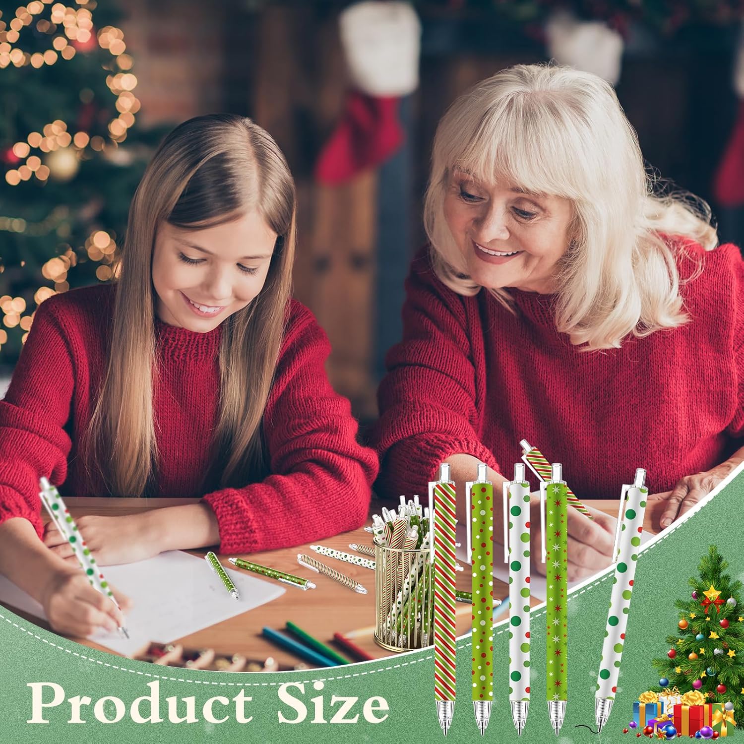 36 Pcs Red and Green Ballpoint Pen Bulk with Black Ink Valentine Coworker Gift Candy Cane Retractable Pen for Employee Office Staff Team Group Teacher Nurse St. Patrick's Day, 4 Style - Image 7