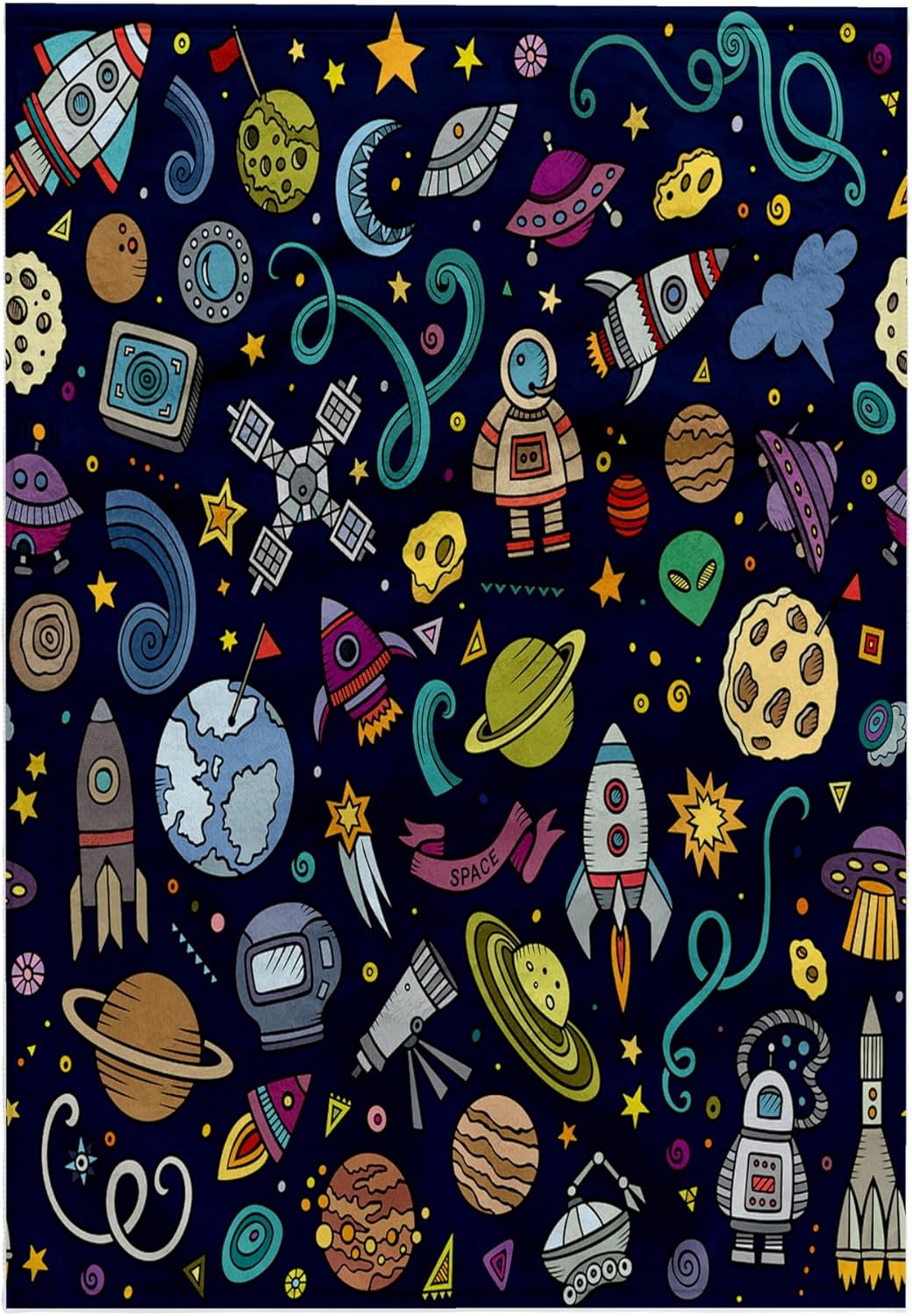 3dRose Cartoon Space Explorer Birthday Kids Theme Spaceship Astronaut 22x30 Bath Hand Pool Towel