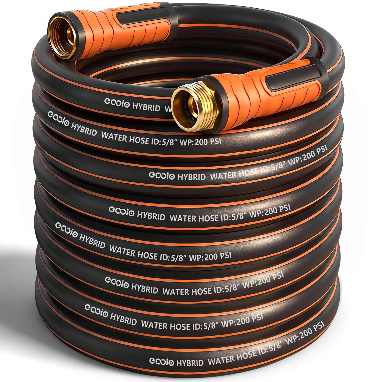 Garden Hose 75 ft x 5/8", Heavy Duty Water Hose, Flexible and Durable, Kink Resistant Lightweight Hybrid Hose, Leakproof Yard Hose with Male to Female Fittings