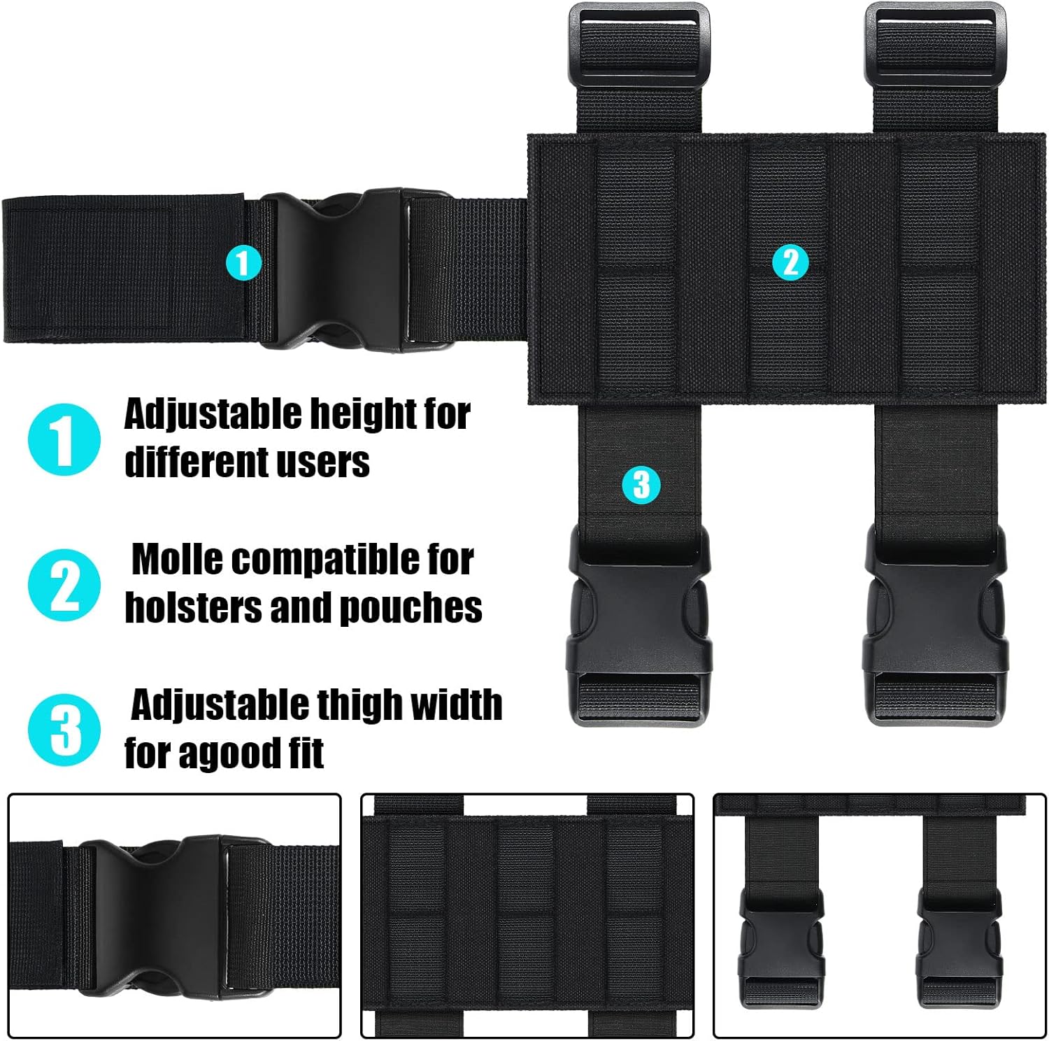 Saintrygo 1 Pack Tactical Drop Leg Holster Nylon Tactical Drop Leg Platform Adjustable Module Bag for Hunting(Black) - Image 4