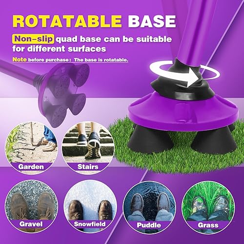 Miniatura 3 de BigAlex Bastón plegable para ancianos ajustable y portátil para personas mayores, base cuádruple giratoria, ligero, plegable con bolsa de transporte