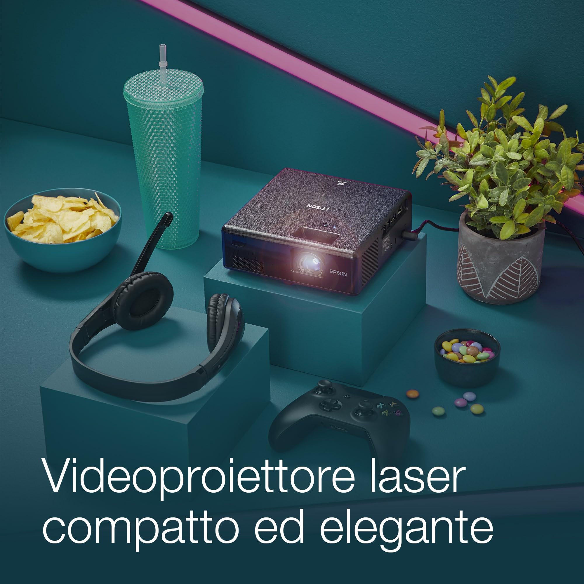 Epson EF-11 EpiqVision Videoproiettore 3 LCD, Full HD 1080 P, 1920 x 1080, 16:9, Wifi Miracast, Luminosità 1.000 Lumen, Contrasto 2.500.000:1, Plug-and-Play portatile