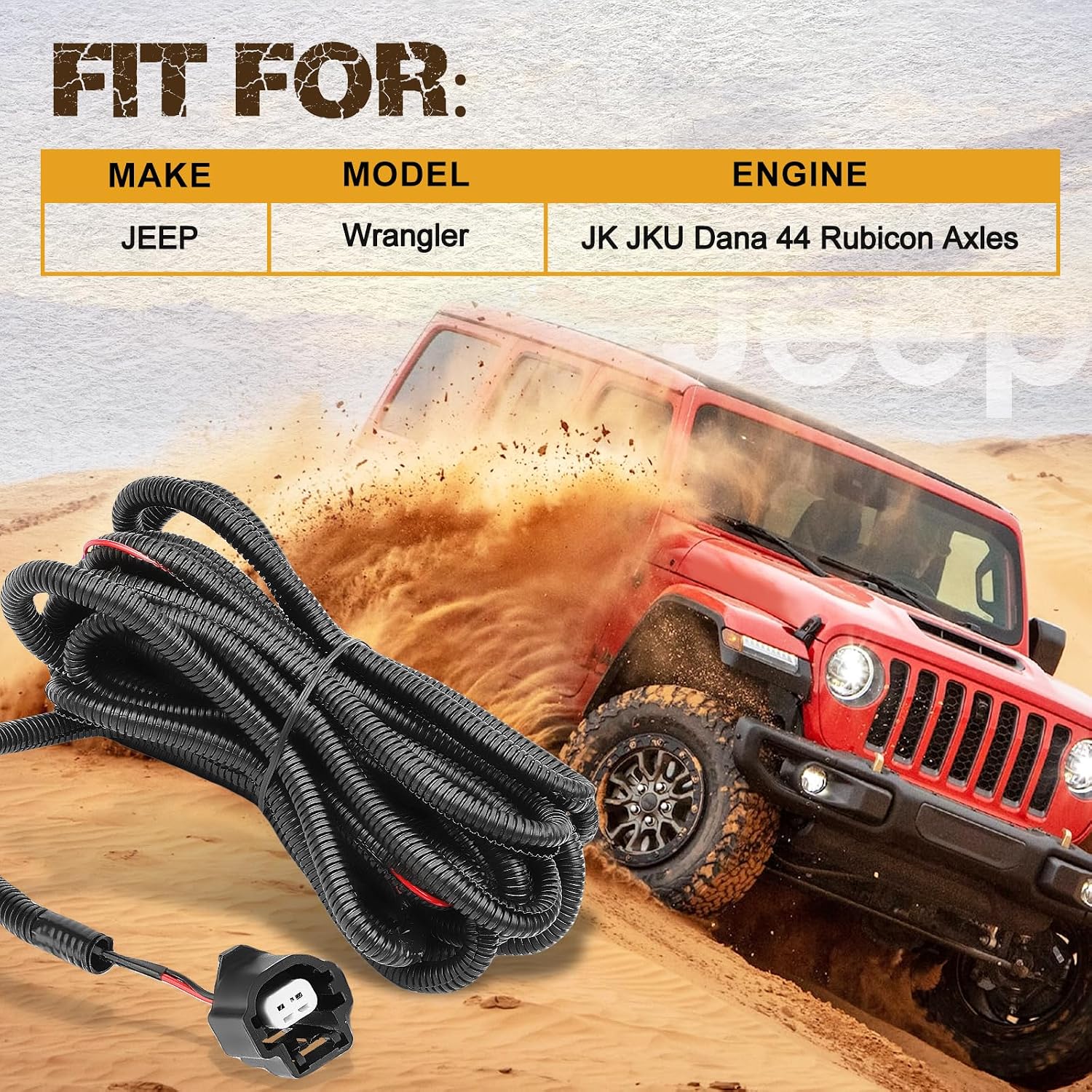Electric Locker Wire Pigtail Fit for Jeep Wrangler JK JKU Dana 44 Rubicon Axles # P5155359