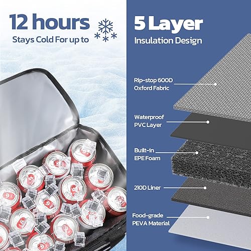 Miniatura 4 de Maelstrom Ice Hollow - Hielera plegable de costados suaves, con bolsa térmica extragrande, aislada y a prueba de fugas para de 60 a 75 latas,