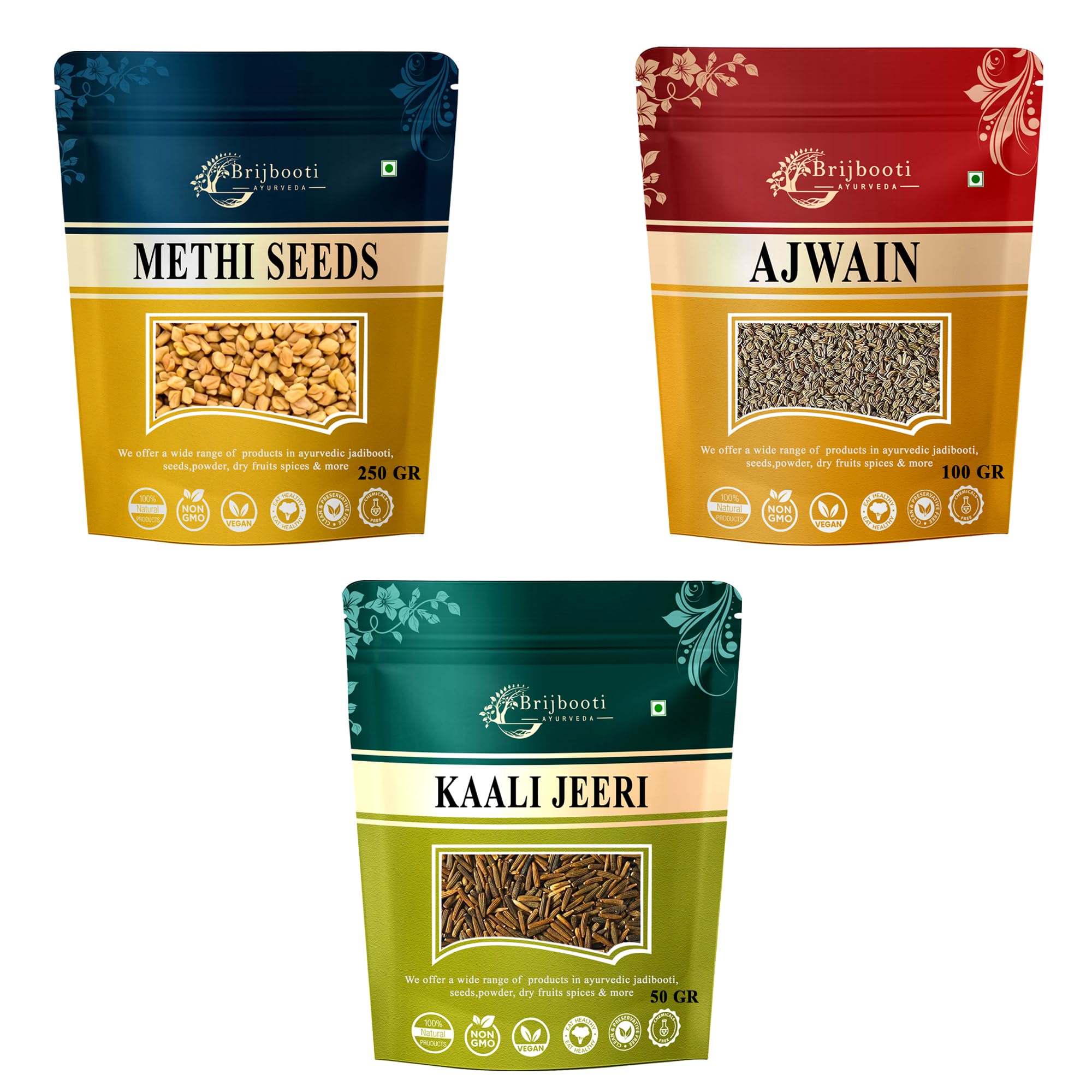Birju Mahavir Combo Pack of Methi - Ajwain - kali Jeeri 400 Gr (B083RFXZHT) Amazon Price History, Amazon Price Tracker