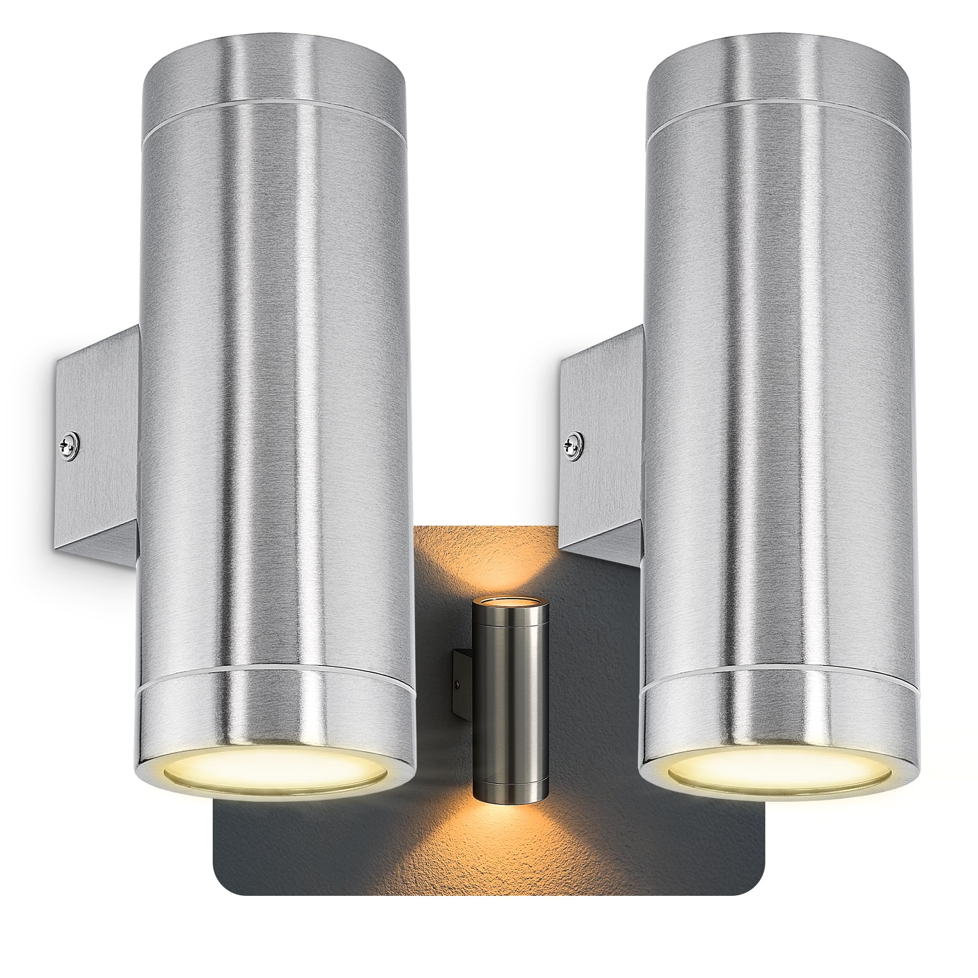 SSC-LUXon 2x TIRA Wandstrahler Wandlampe Up & Down IP44 - inkl. LED Glühbirne 2W warmweiß - Aussenwandleuchte Wandaufbauleuchte