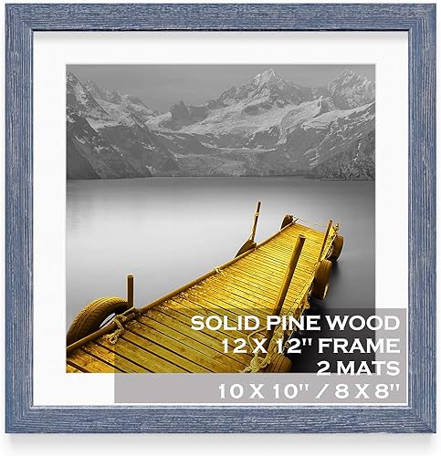 Vista 33 de Portarretratos de 12 x 12 pulgadas, color blanco, hecho de madera maciza, fotos de 10 x 10 u 8 x 8 pulgadas con paspartú o 12 x 12 pulgadas sin