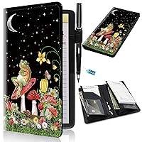 Vista 55 de Libros para camarera con bolsillo con cremallera, diseño floral de hongos, luna, serpiente, libro de camarera de cuero, organizador de dinero