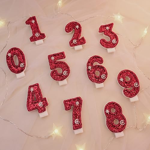 Vista 3 de Velas de cumpleaños, velas de números para pasteles de cumpleaños, velas de bengalas para pastel de cumpleaños, velas de cumpleaños rojas