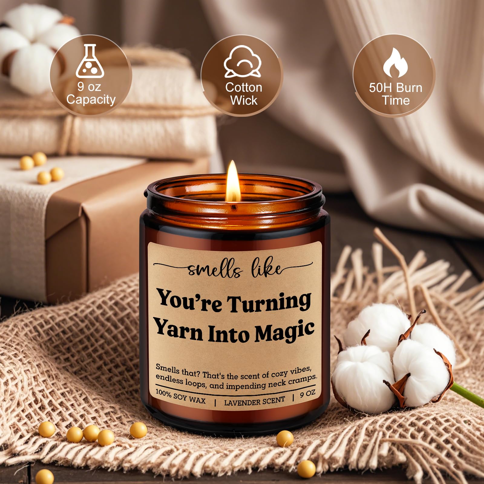 LEADO Scented Candle, Gifts for Crocheters, Knitters - Crochet Gifts, Cool Knitting Present for Women, Friend, Mom, Men - Funny Mothers Day, Birthday Ideas for Crocheting Lovers, Yarn Lovers, Crafters