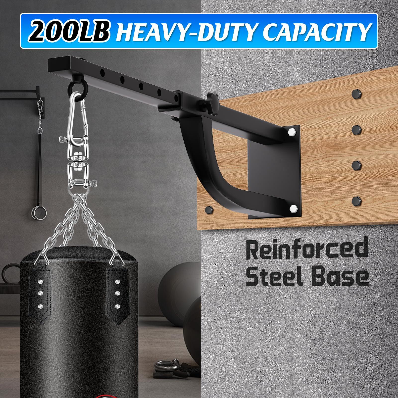 Boxsack Halterung, Adjustable Wandhalterung für Boxsäcke, Schwerer Aufhänger mit Einer Belastbarkeit, geräuschlose Rotation für das Home Gym, Indoor- und Outdoor-Boxtraining