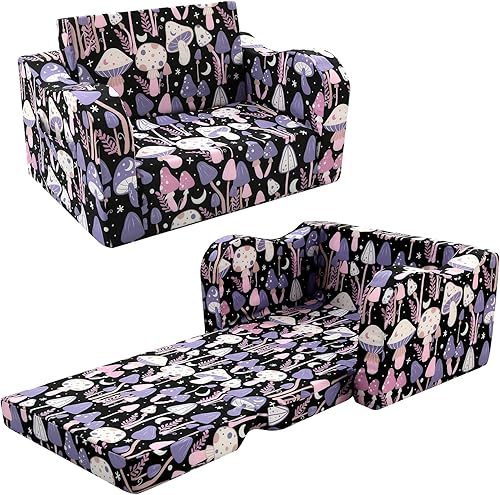 Miniatura 99 de MeMoreCool Sofá de dinosaurio para niños, silla plegable para niños pequeños, sofá cama convertible que brilla en la oscuridad, salón plegable para