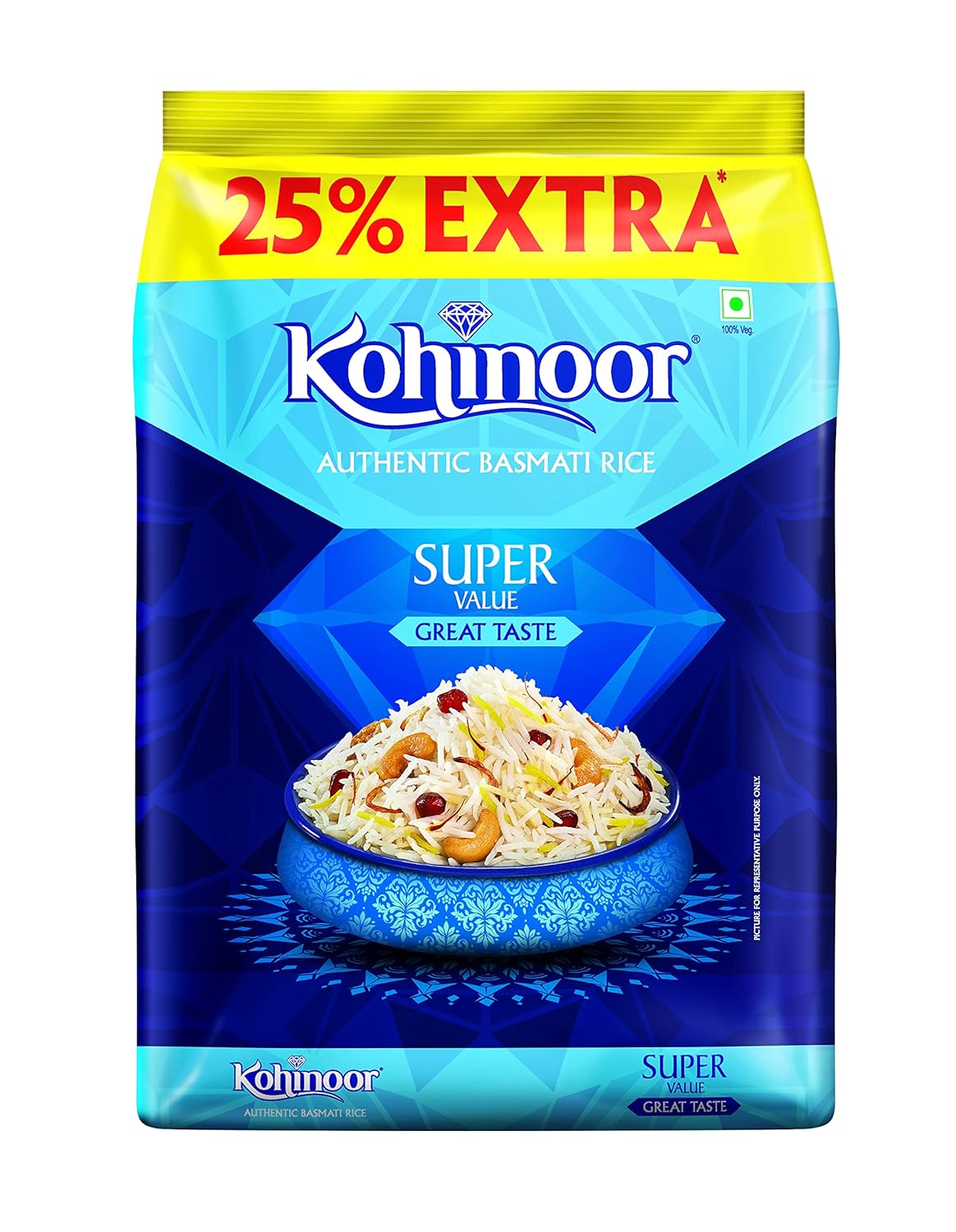 Kohinoor Super Value Basmati Rice, 1 Kg + 25 Extra Authentic Basmati
