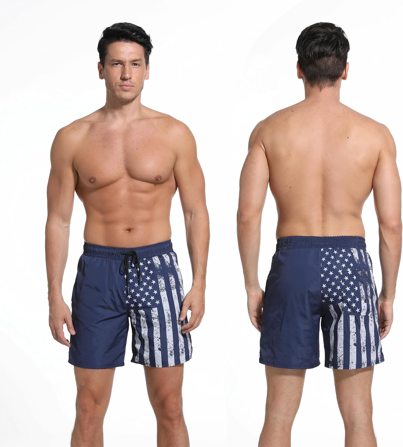 Men's Swim Trunks with Compresssion Liner 7" Swimwear Board Shorts 2-in-1 Bathing Suits with Zipper Pockets - Image 2