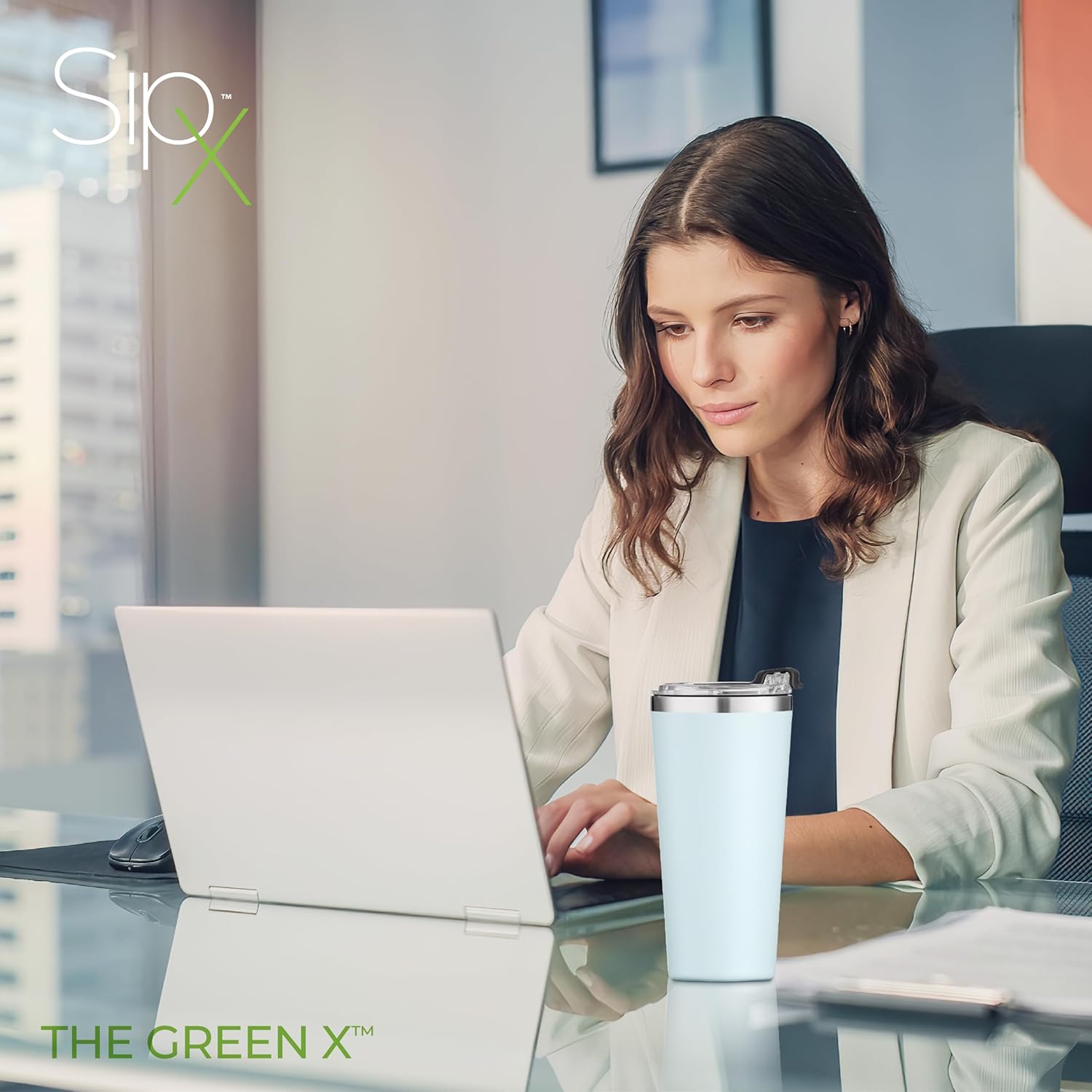 SIPX™ 16 oz Insulated Coffee Tumbler with Leakproof Lid – Stainless Steel, Vacuum Insulated – Keeps Drinks Hot or Cold for Hours – Cupholder Friendly Travel Mug – Blue - Image 2