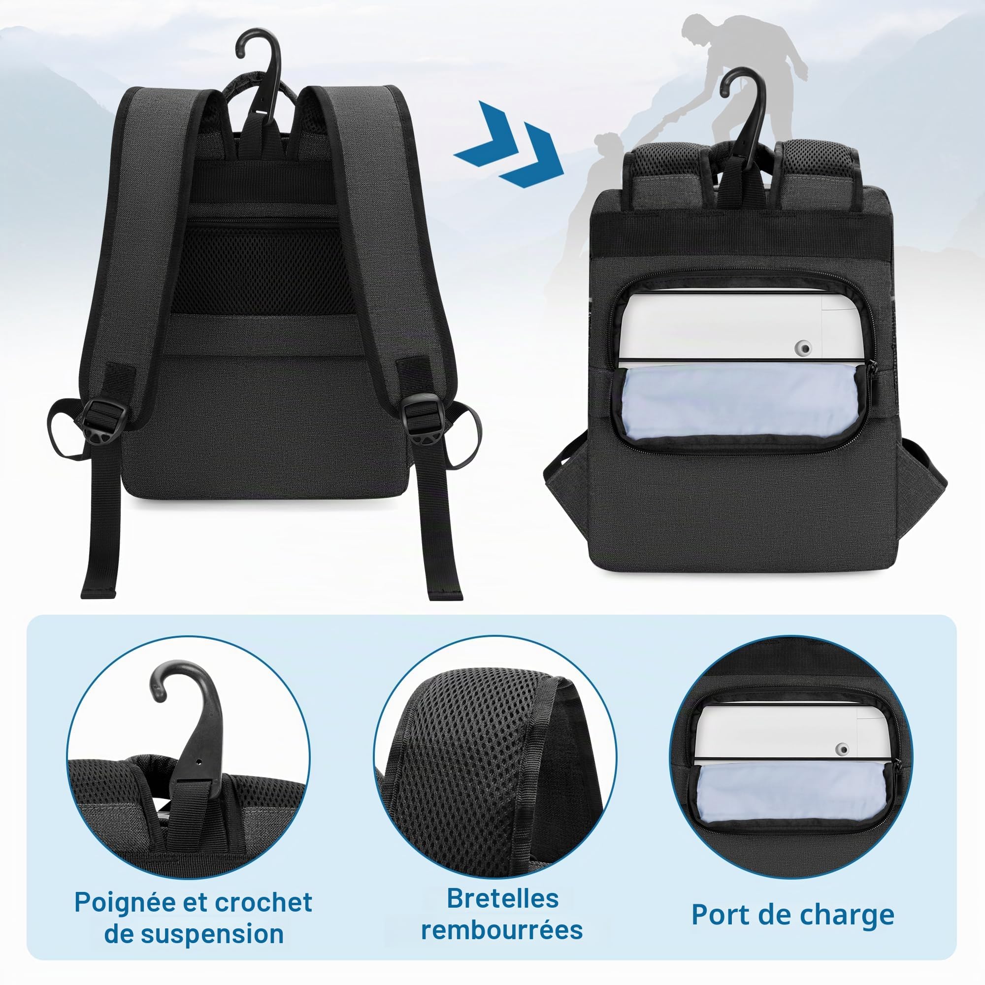 CURMIO Sac à dos pour concentrateur d'oxygène, Sac de transport léger pour machine à oxygène compatible avec Rhythm Healthcare P2 P2-E6 P2-E7 (Sac Uniquement), Noir
